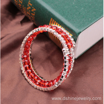 Multilayer Crystal Beaded Jewelry Rhinestone Stretch Bangle